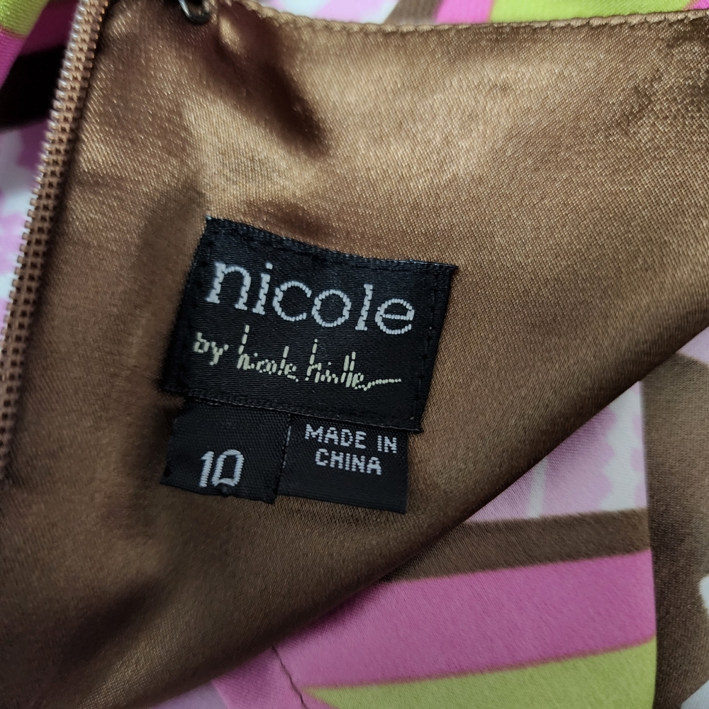 Nicole by Nicole Miller Abstract Medallion Patchwork Sheath Dress Size 10 - Picture 8 of 14